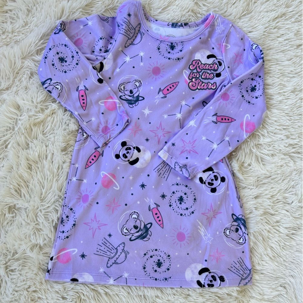 WonderNation Girls outerspace purple Long Sleeve Sleep Gown size 10 Plus